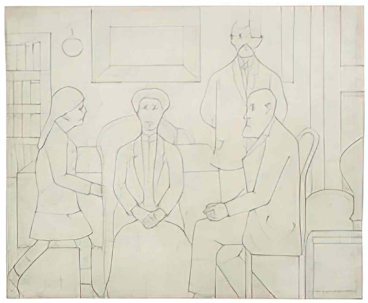 L S Lowry brother and sister Art A4 Photo Print