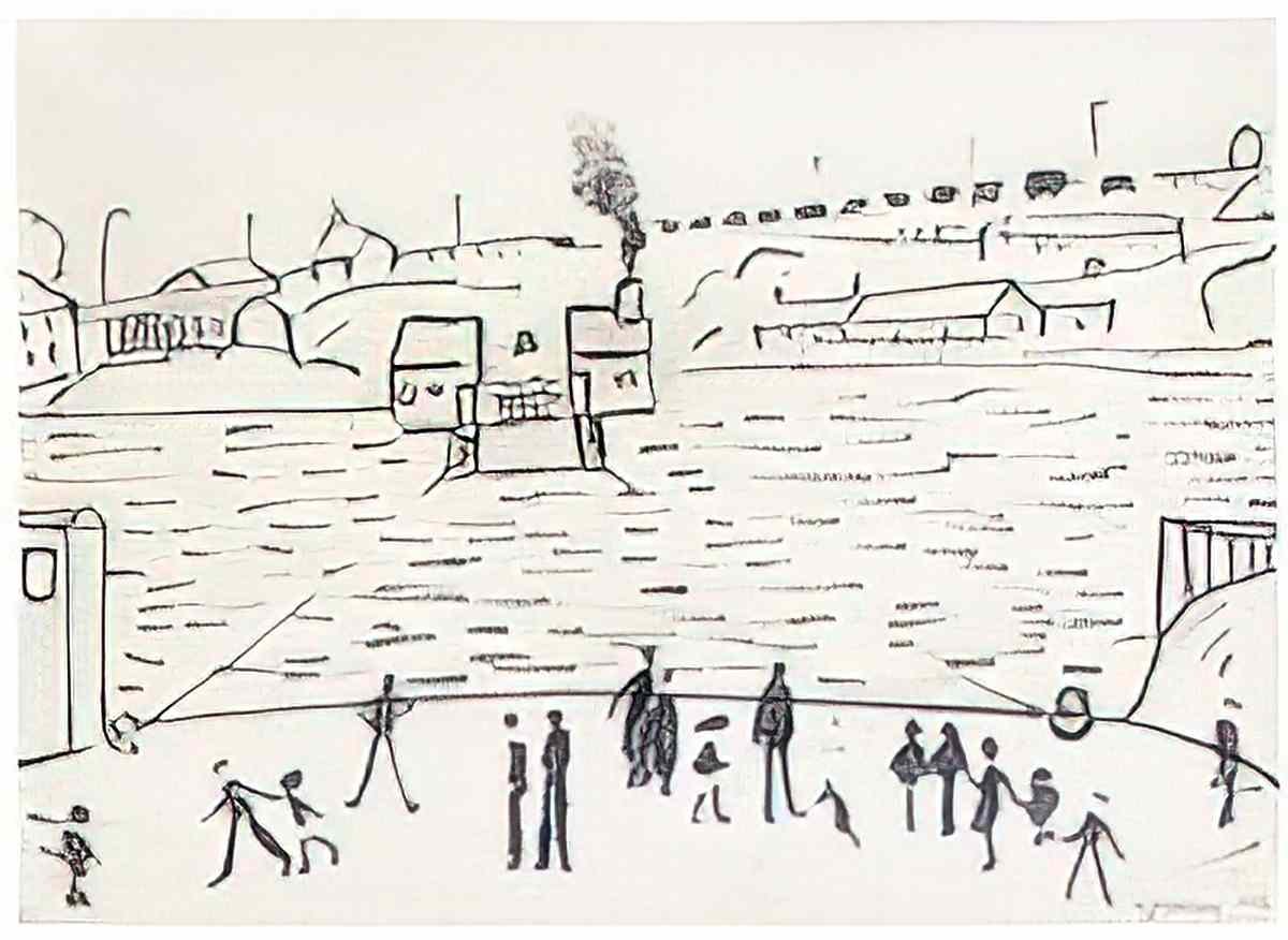 L S Lowry caricature study of a dog1 Art A4 Photo Print