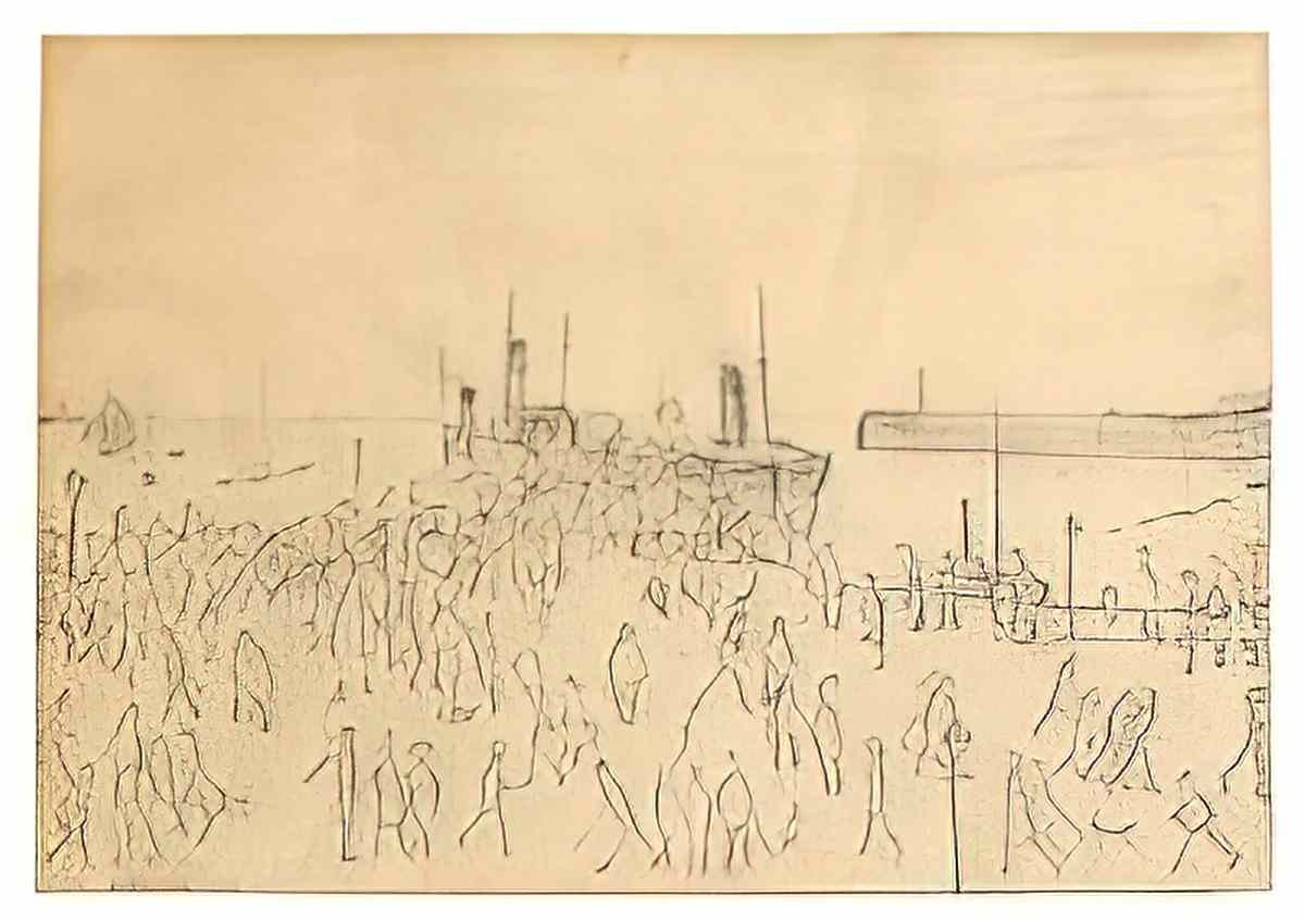 L S Lowry carts on wasteland Art A4 Photo Print