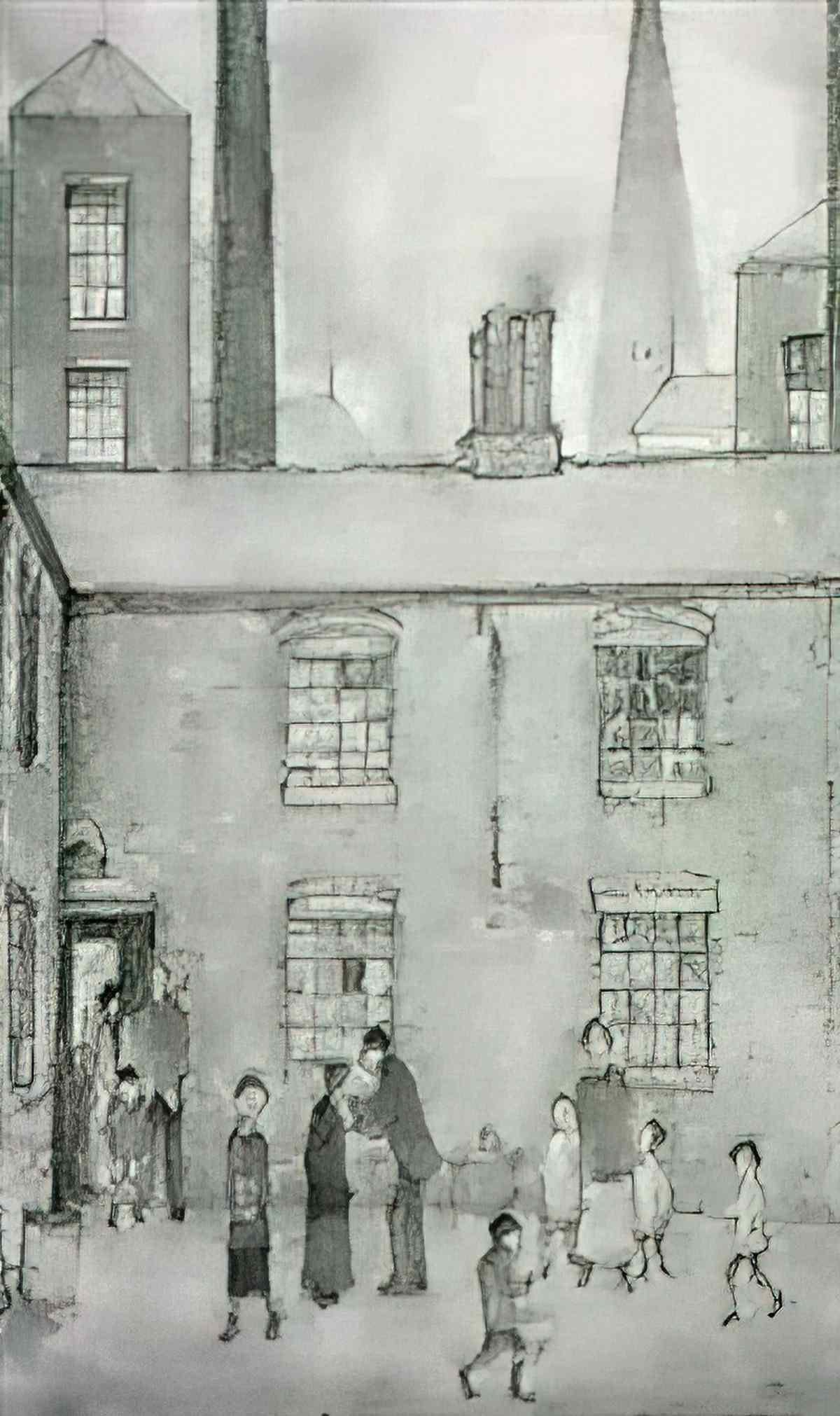 L S Lowry child and dog Art A4 Photo Print
