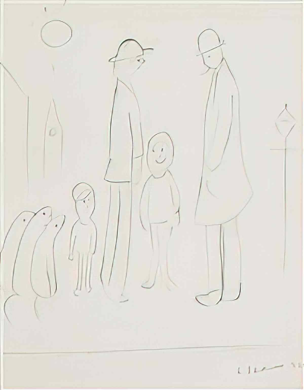 L S Lowry children playing in a yard Art A4 Photo Print