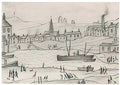 L S Lowry children walking up steps Art A4 Photo Print