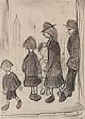 L S Lowry church and figures Art A4 Photo Print
