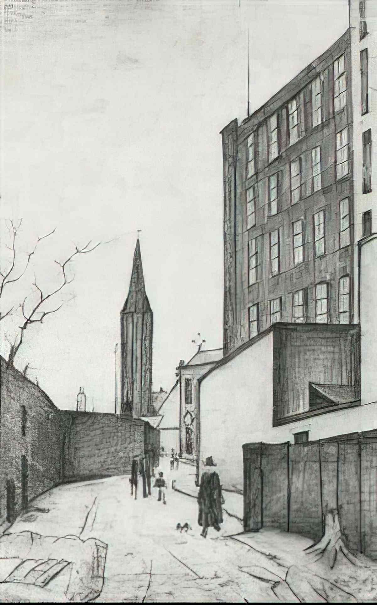 L S Lowry church spire in maryport Art A4 Photo Print