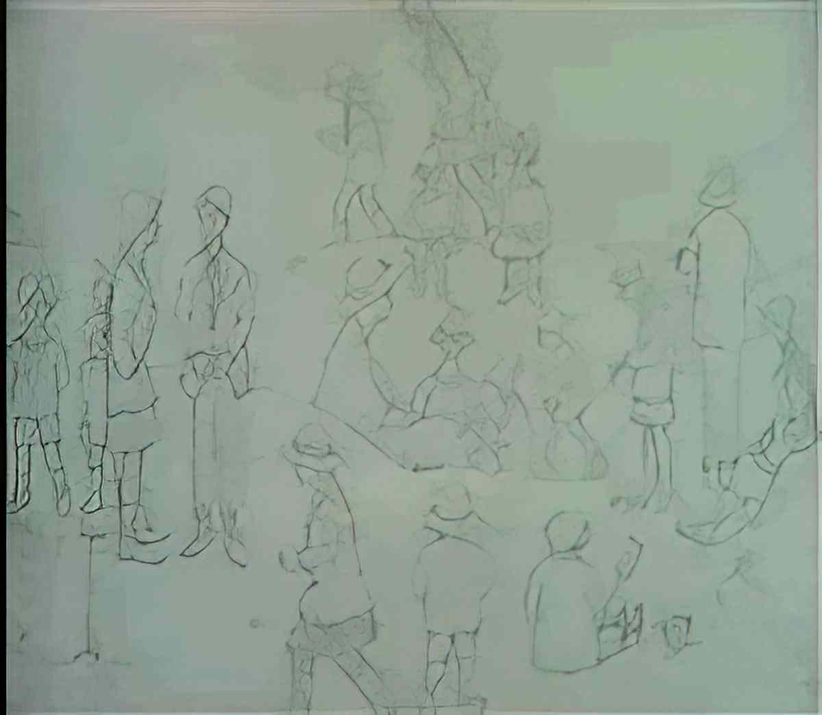 L S Lowry conversation piece Art A4 Photo Print