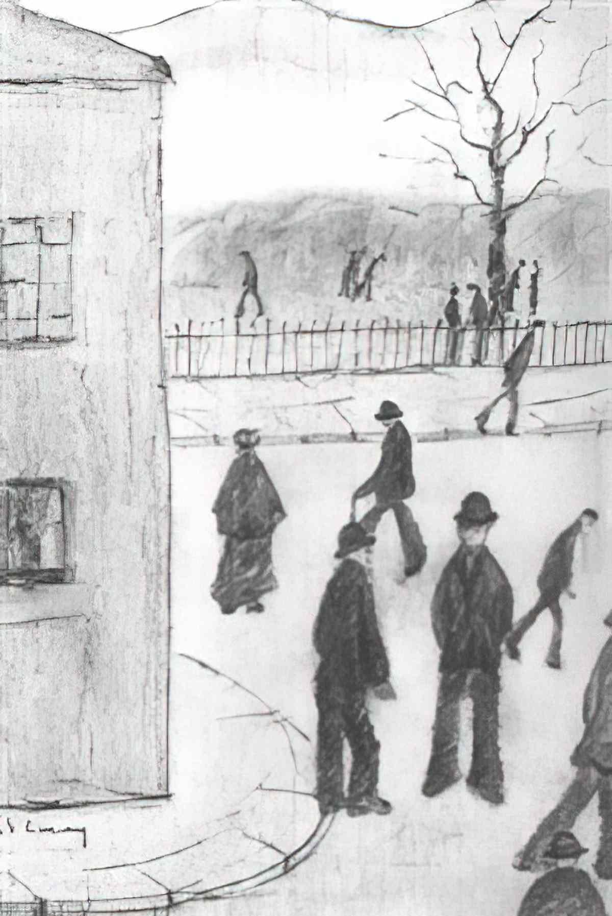 L S Lowry country lane 1914 Art A4 Photo Print