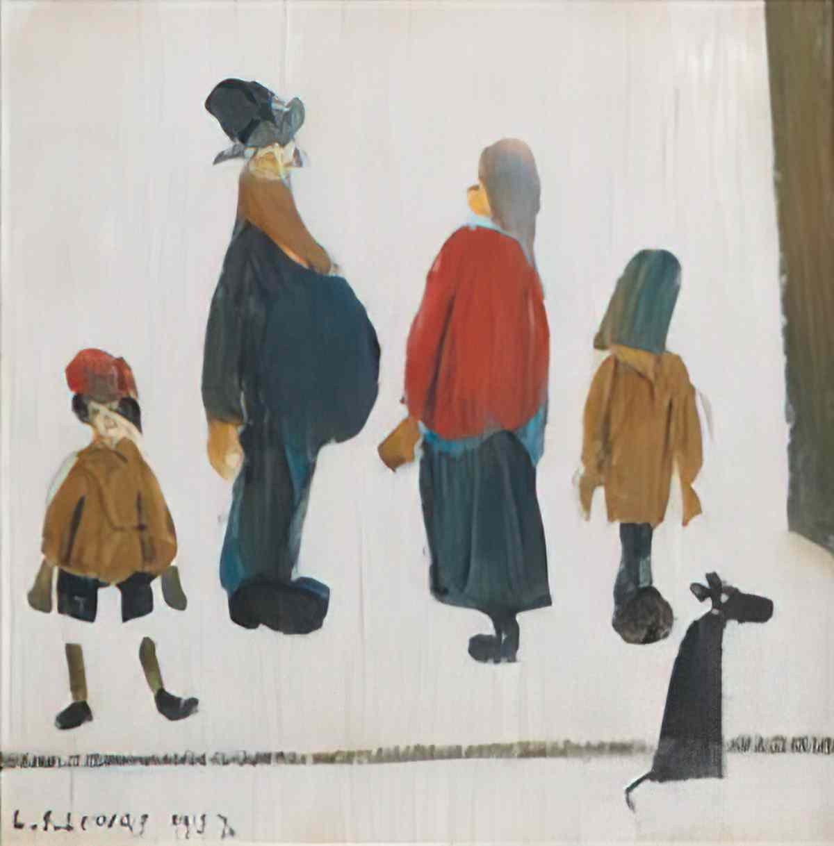 L S Lowry crowd of figures at a fairground Art A4 Photo Print