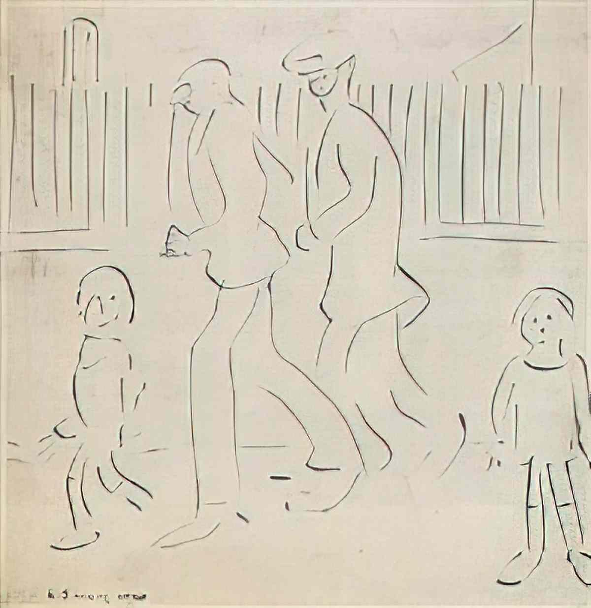 L S Lowry crowded street scene Art A4 Photo Print
