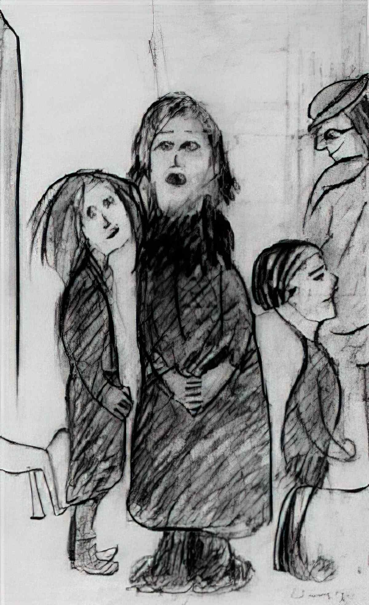 L S Lowry dogs Art A4 Photo Print