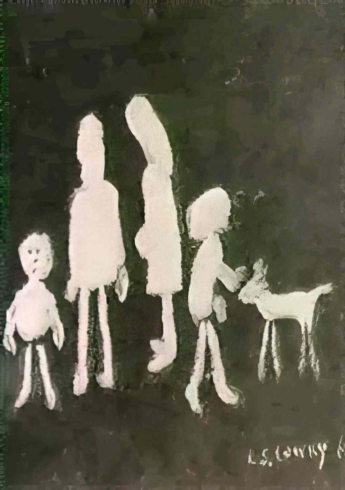 L S Lowry drawing for an argument Art A4 Photo Print