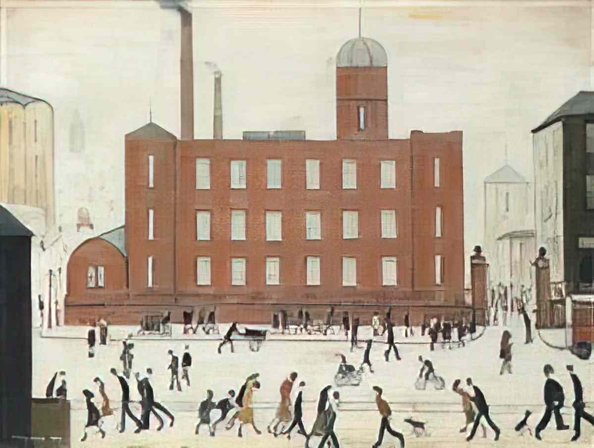 L S Lowry figure in a courtyard Art A4 Photo Print