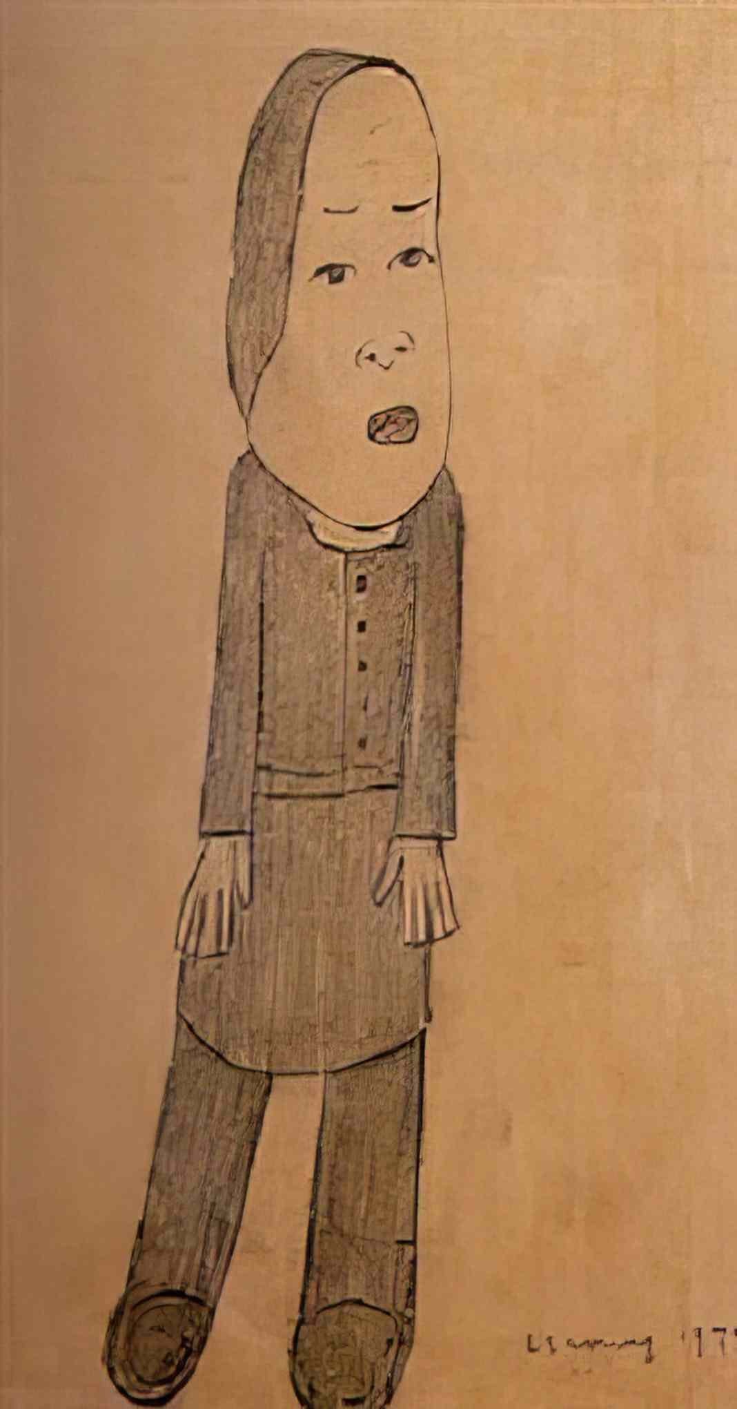 L S Lowry figures and dogs study Art A4 Photo Print