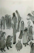 L S Lowry figures and dogs1 Art A4 Photo Print