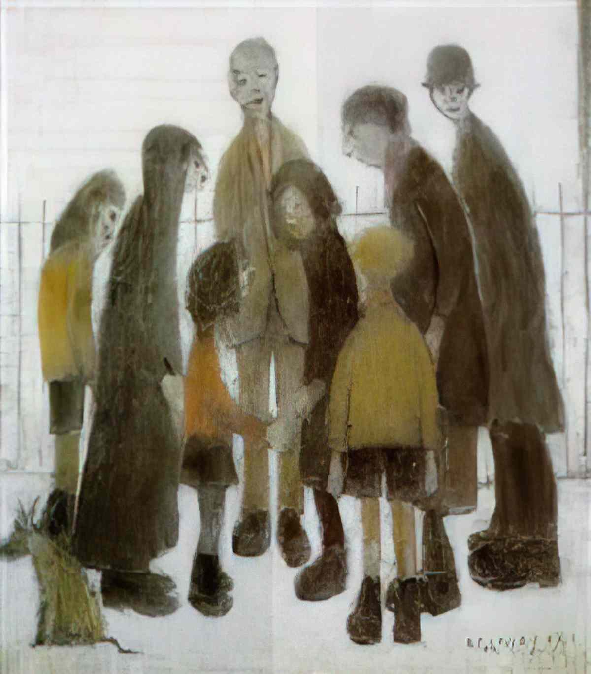 L S Lowry figures Art A4 Photo Print