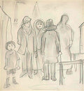 L S Lowry figures beside a harbour Art A4 Photo Print