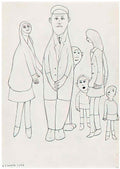 L S Lowry figures by railings 2 Art A4 Photo Print