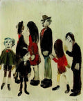 L S Lowry figures cats and dogs Art A4 Photo Print