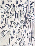 L S Lowry figures in a courtyard 2 Art A4 Photo Print