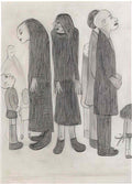 L S Lowry figures in a courtyard Art A4 Photo Print