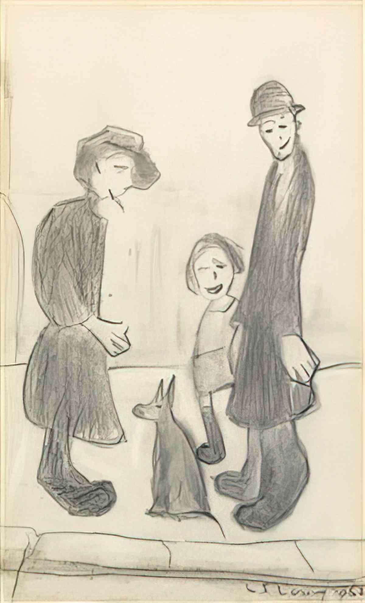 L S Lowry figures in a landscape1 Art A4 Photo Print