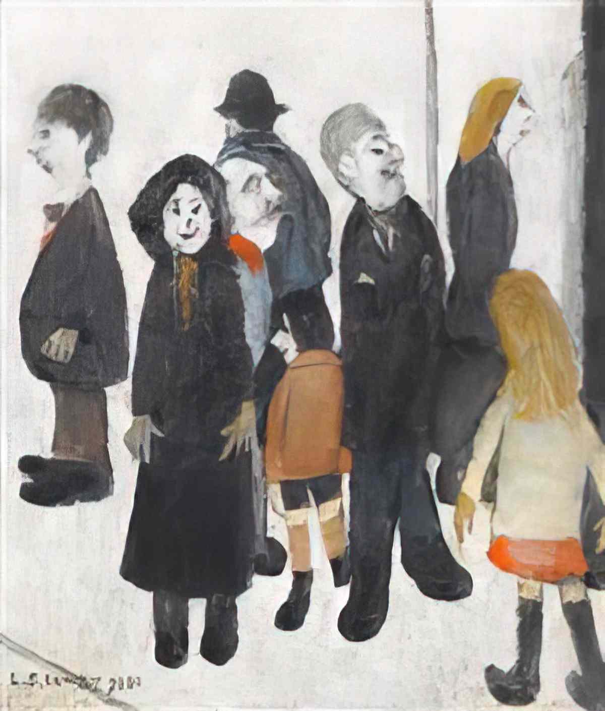 L S Lowry figures in a park Art A4 Photo Print