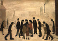L S Lowry figures in a street Art A4 Photo Print