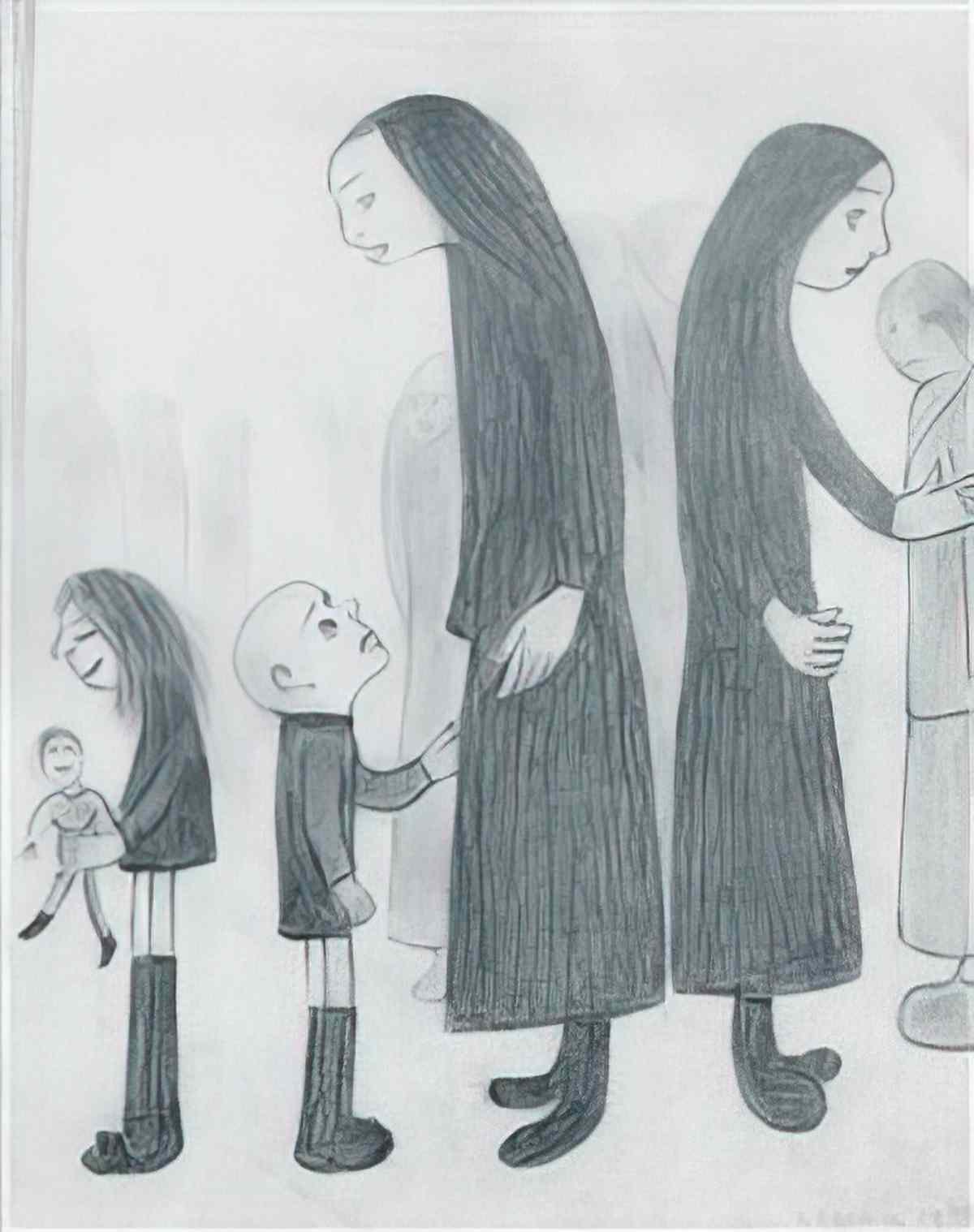 L S Lowry figures in a street2 Art A4 Photo Print