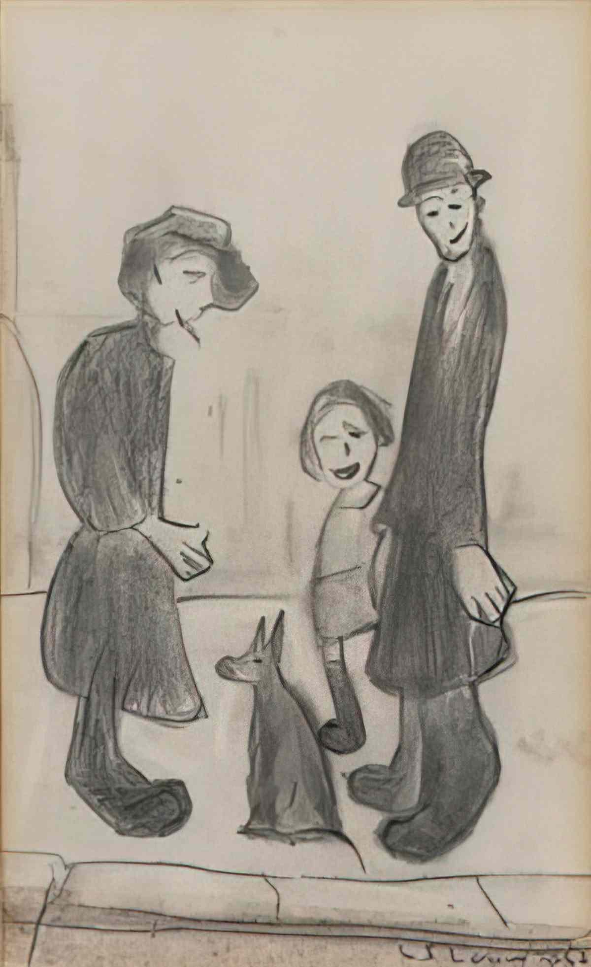 L S Lowry figures in a street3 Art A4 Photo Print
