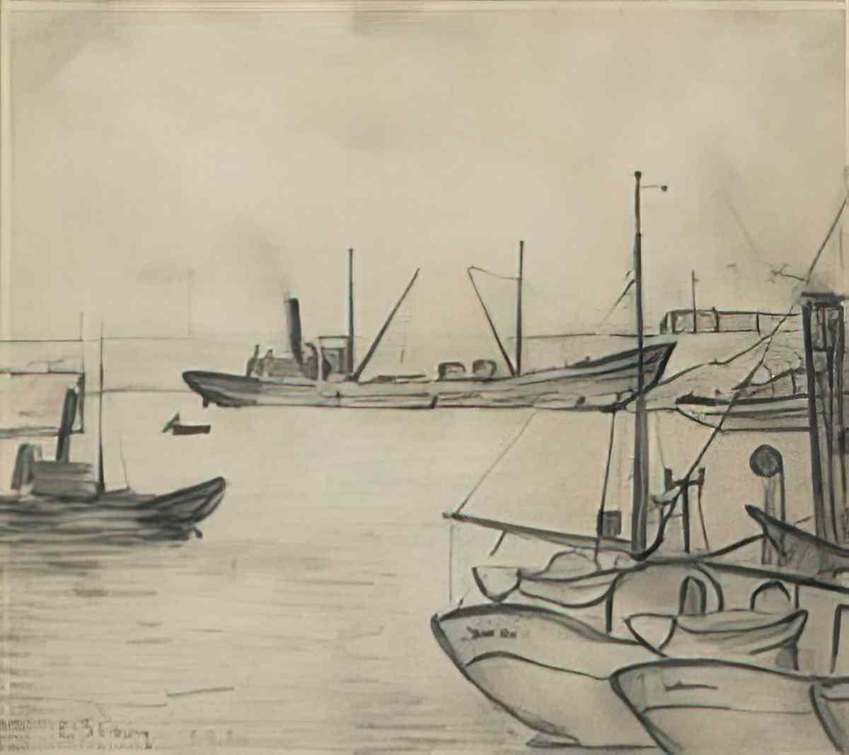 L S Lowry figures in the street 2 Art A4 Photo Print
