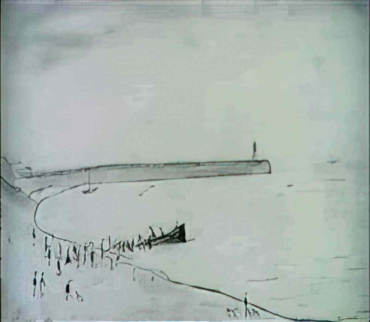 L S Lowry figures in the street Art A4 Photo Print
