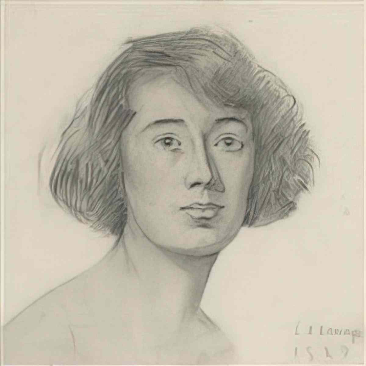 L S Lowry head of a lady Art A4 Photo Print