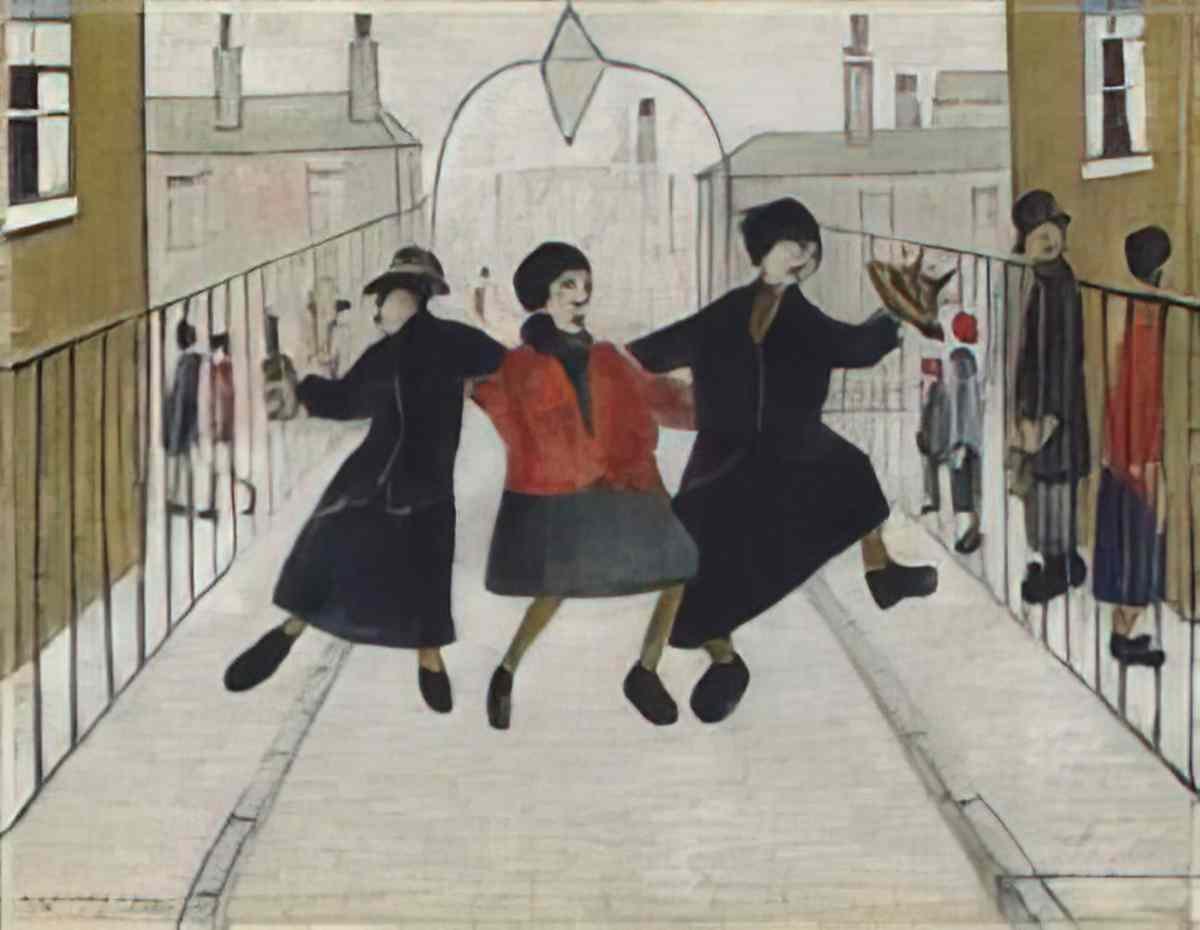 L S Lowry four people and a dog Art A4 Photo Print