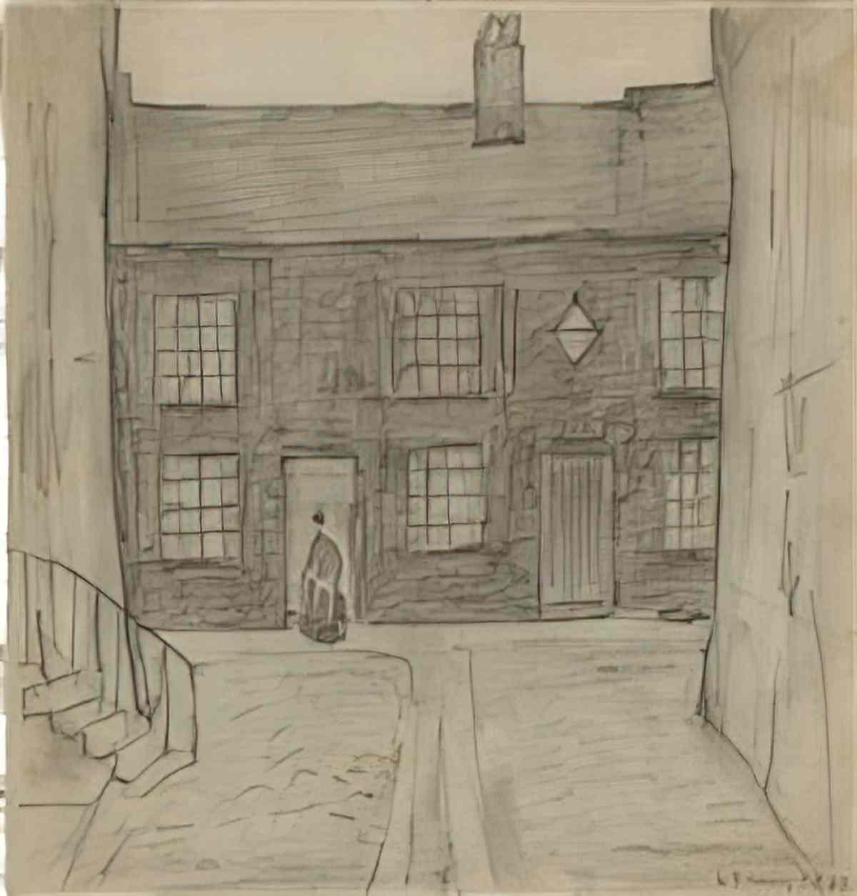 L S Lowry four people and a dog1 Art A4 Photo Print