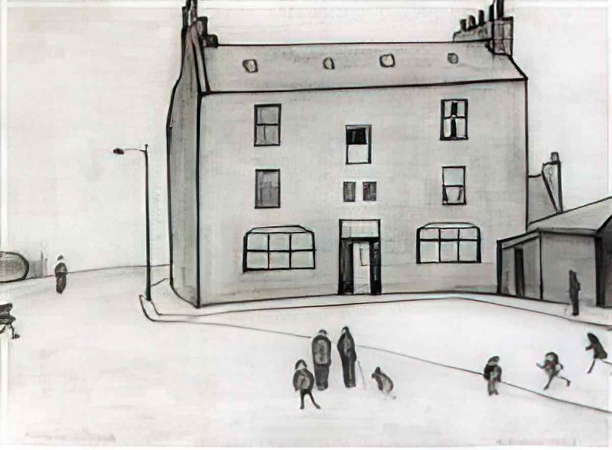 L S Lowry fylde farm 1945 Art A4 Photo Print