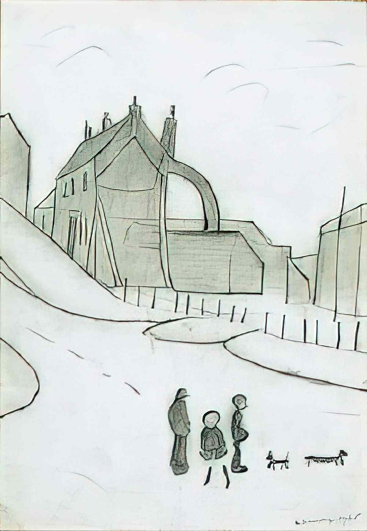 L S Lowry fylde farm1 Art A4 Photo Print
