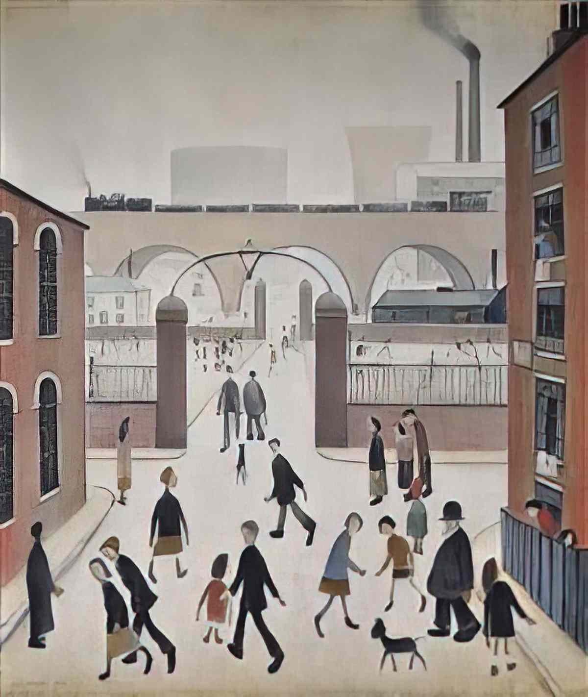 L S Lowry girl and a dog Art A4 Photo Print