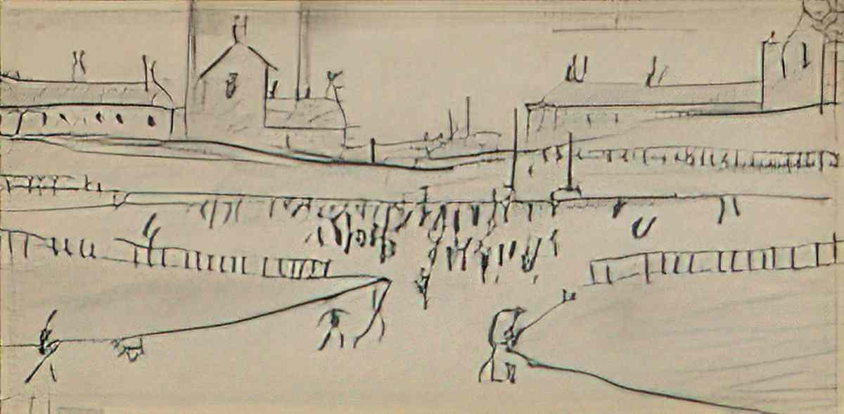 L S Lowry girl with bows Art A4 Photo Print