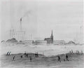 L S Lowry girl with five animals Art A4 Photo Print