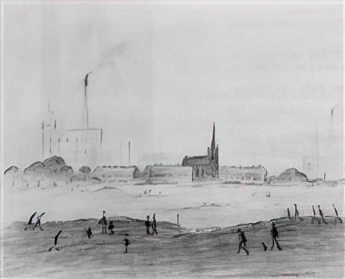 L S Lowry girl with five animals Art A4 Photo Print
