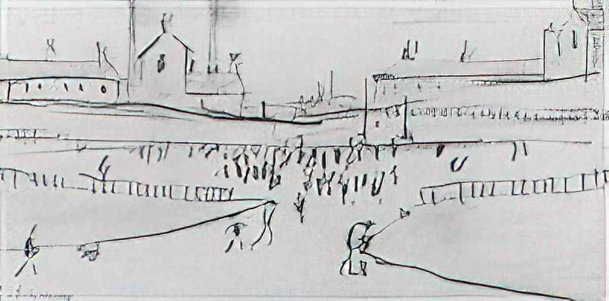 L S Lowry girl with red scarf and trousers Art A4 Photo Print