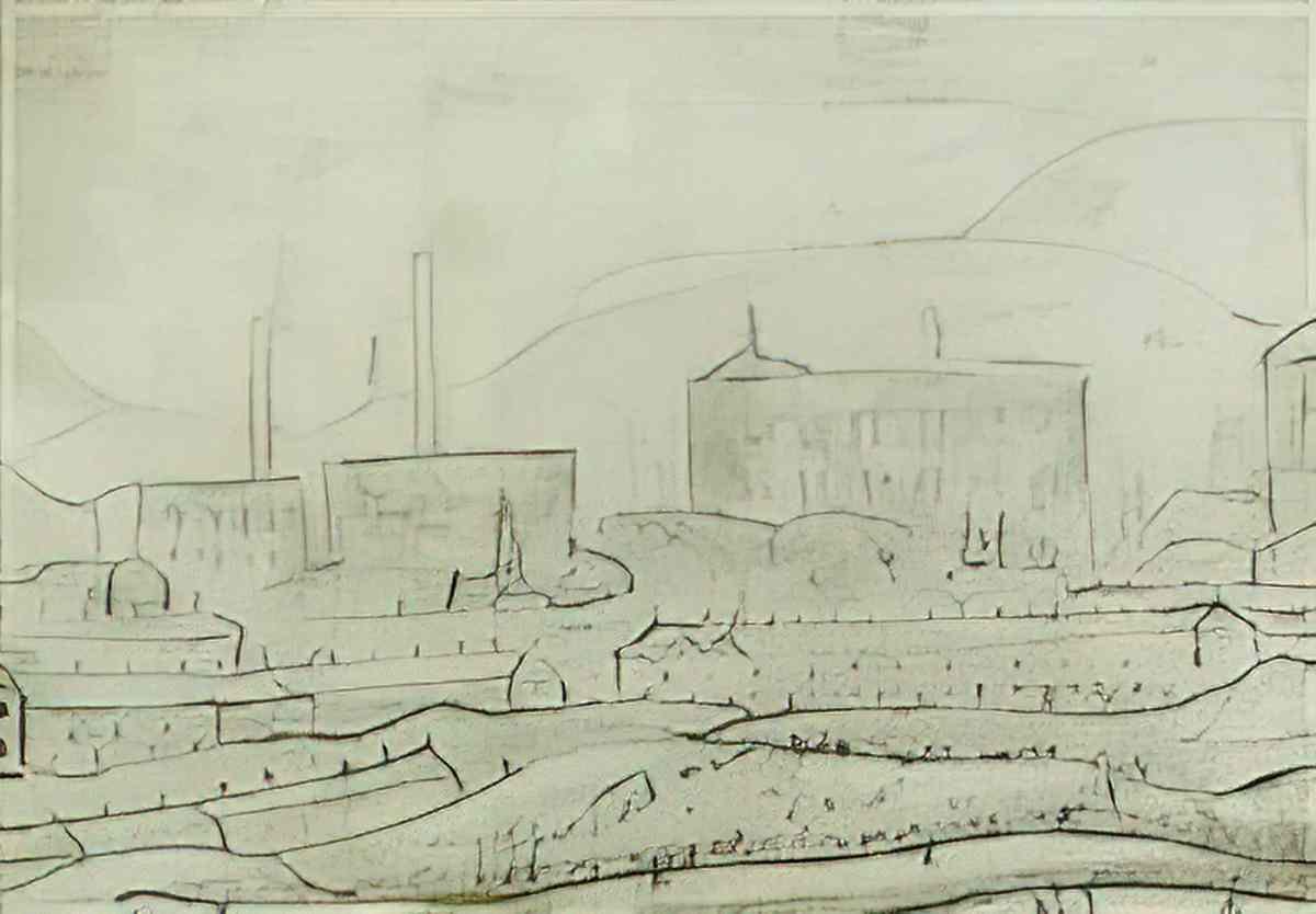 L S Lowry girl with short bob Art A4 Photo Print