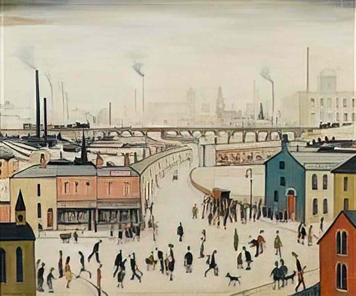 L S Lowry girls head Art A4 Photo Print
