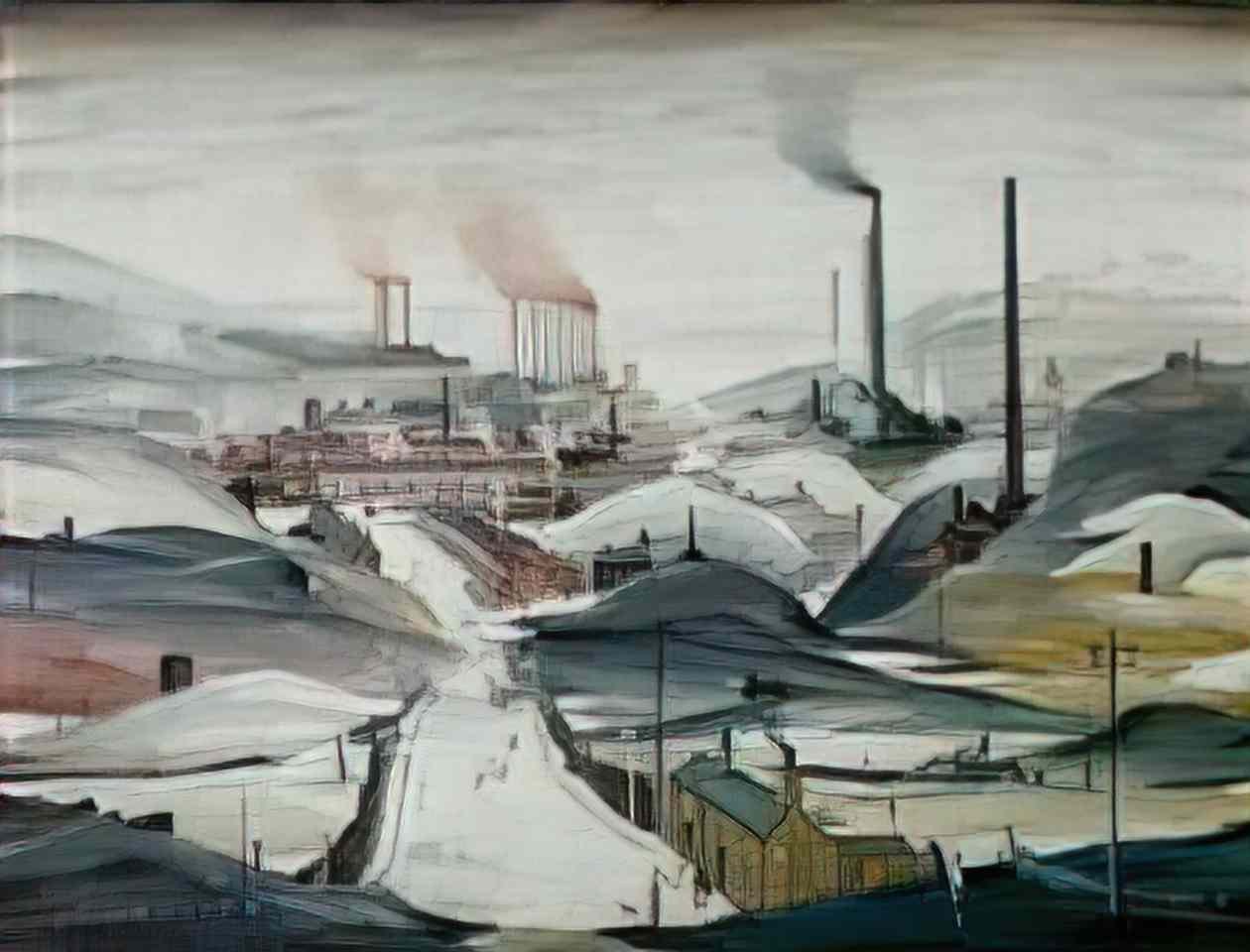 L S Lowry going home Art A4 Photo Print
