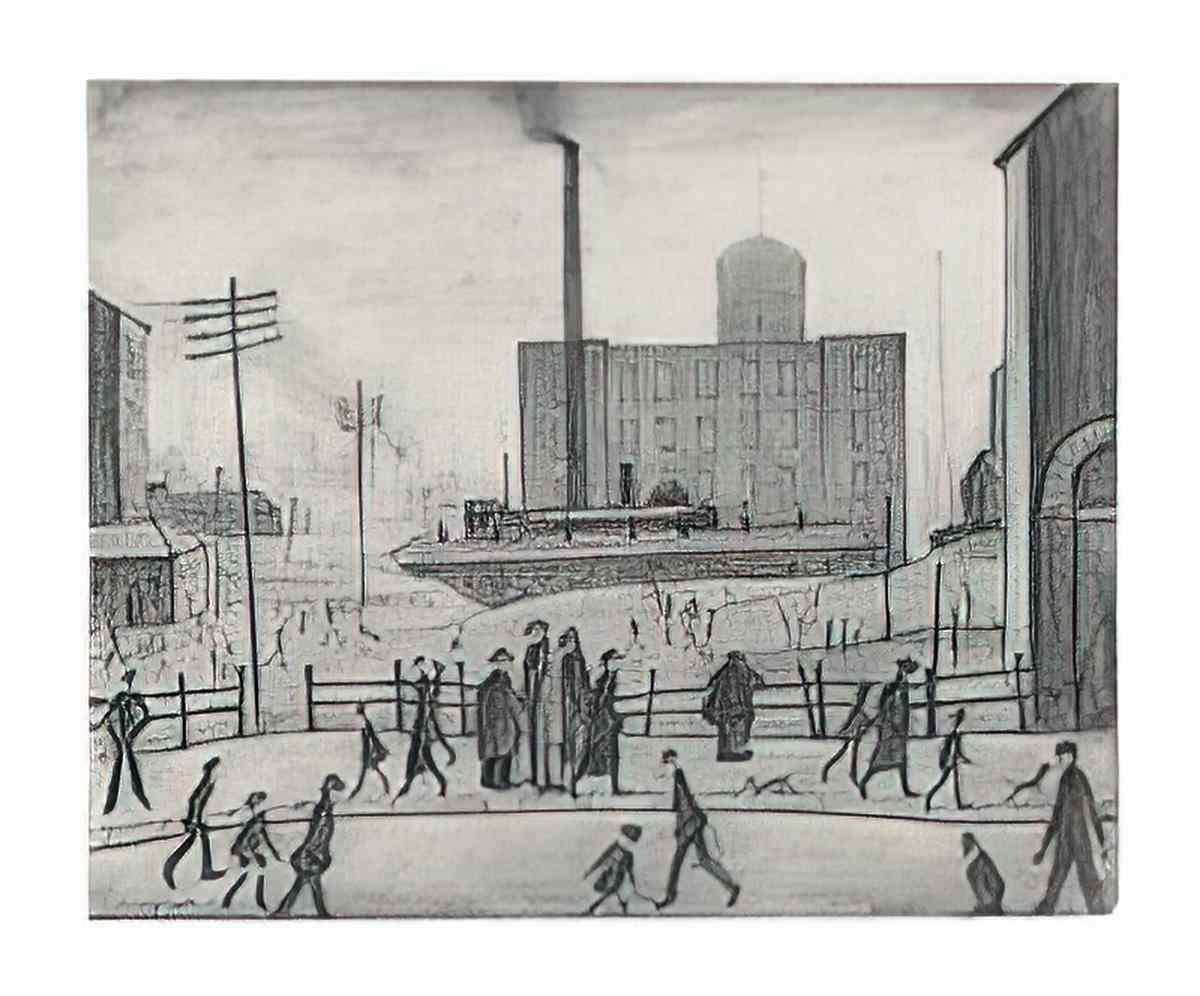 L S Lowry going to a football match Art A4 Photo Print