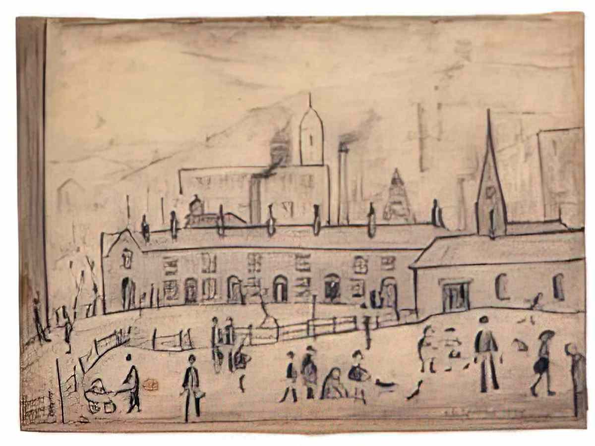 L S Lowry going to the match 1953 Art A4 Photo Print