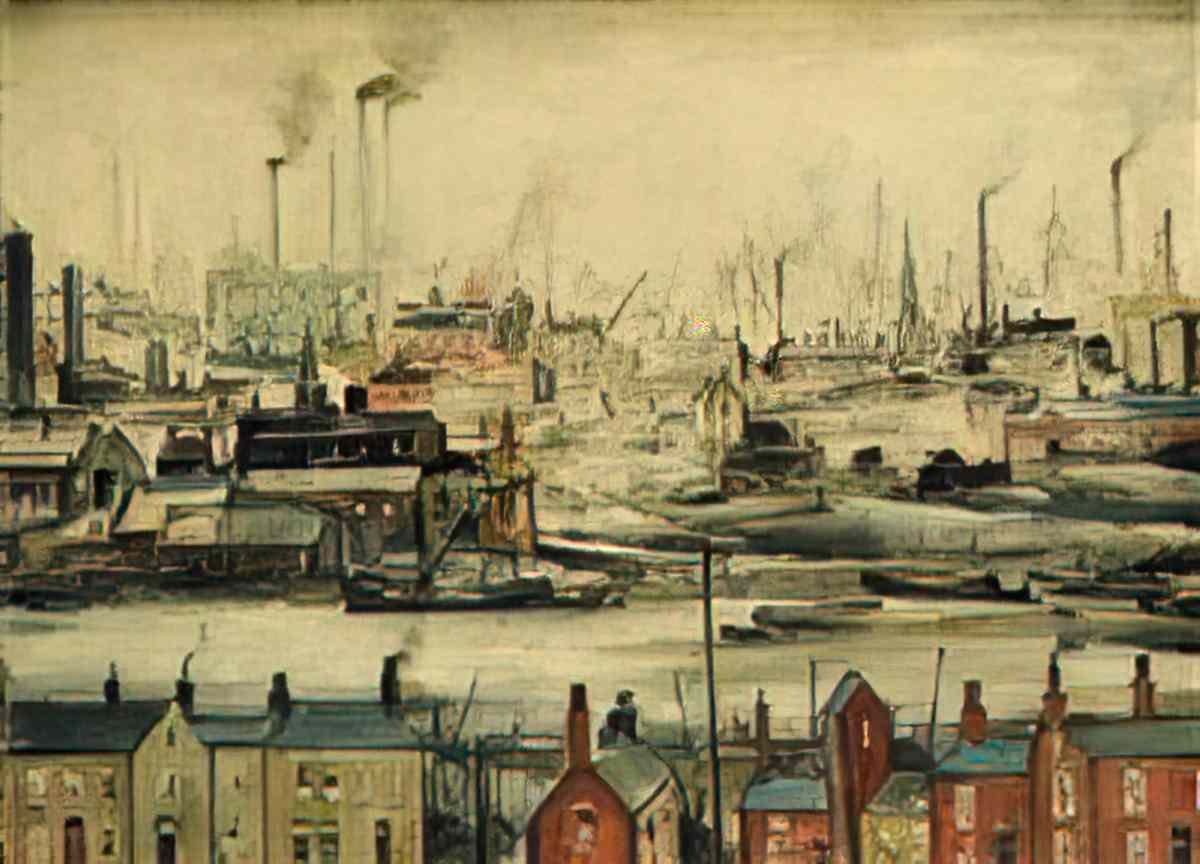 L S Lowry going to the match2 Art A4 Photo Print