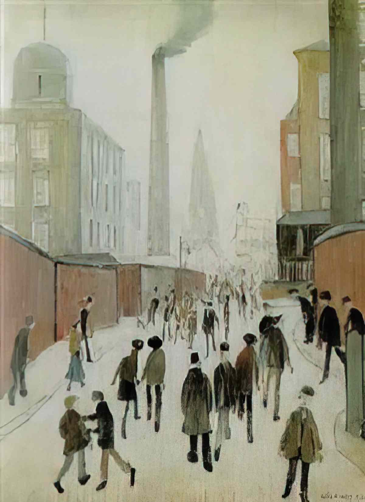 L S Lowry going to the match3 Art A4 Photo Print