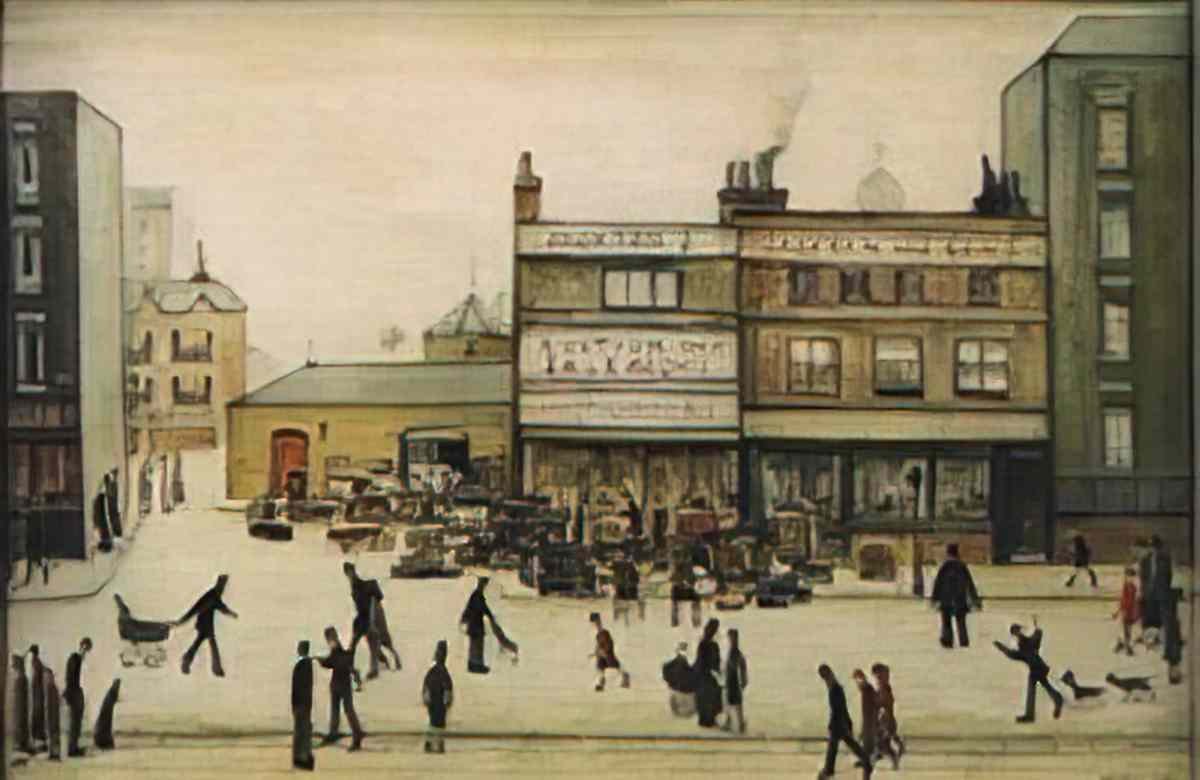 L S Lowry going to work 1943 Art A4 Photo Print
