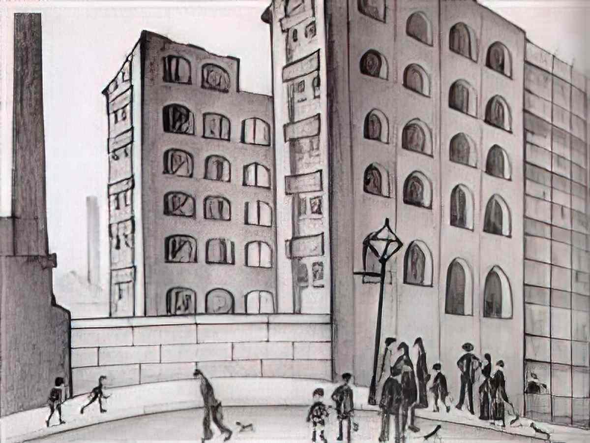 L S Lowry going to work 2 Art A4 Photo Print