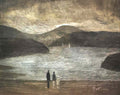 L S Lowry group of fantasy figures by the seashore Art A4 Photo Print